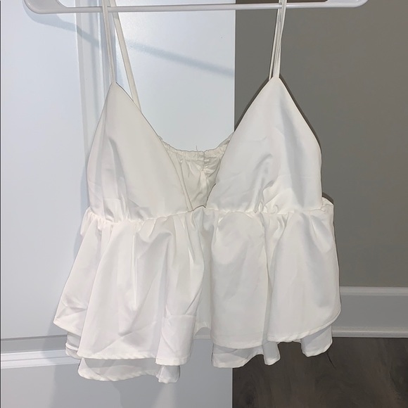 Missguided Tops - White peplum crop top
